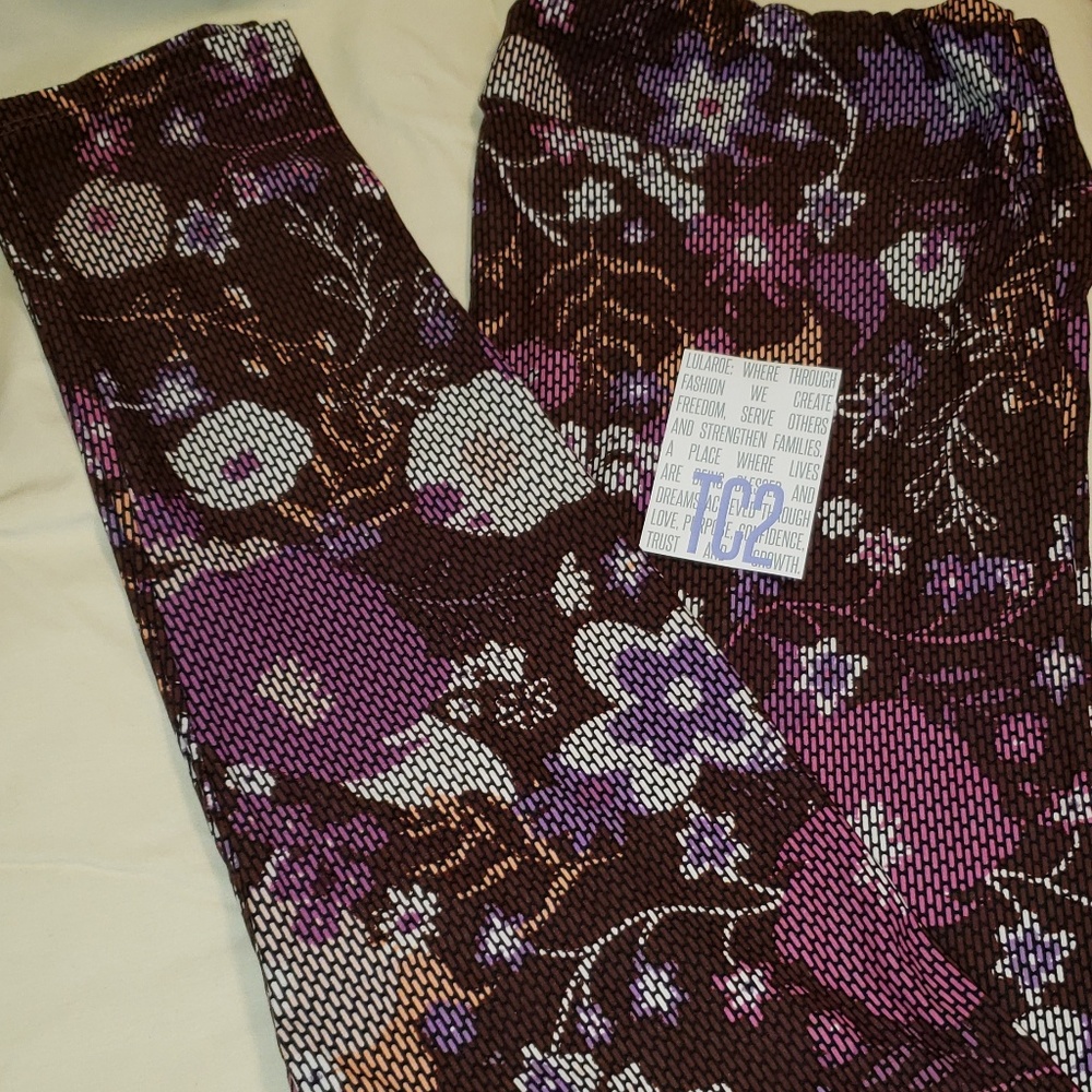 LULAROE TC2 BROWN/PINK LEGGINGS